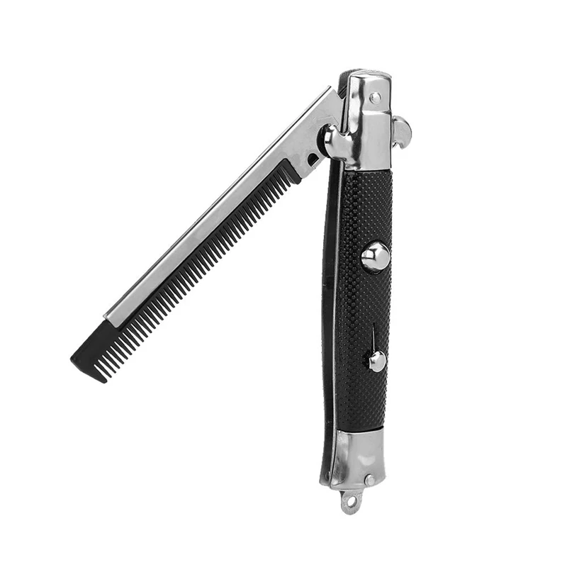 Stainless Steel Hair Folding Beard Comb Hairstyling Tools Switch Combo