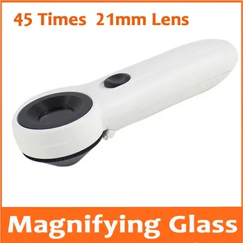 

45X 21mm Handheld LED Illuminated 45 Times Magnifier Magnifying Glass for Reading Mobile Phone Repair Circuit board Detection