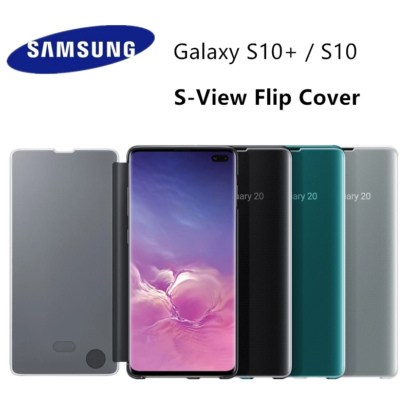 Original Samsung Mirror Smart View Flip Cover Case For Samsung Galaxy S10 / S10+ Plus Phone S-View LED Cases
