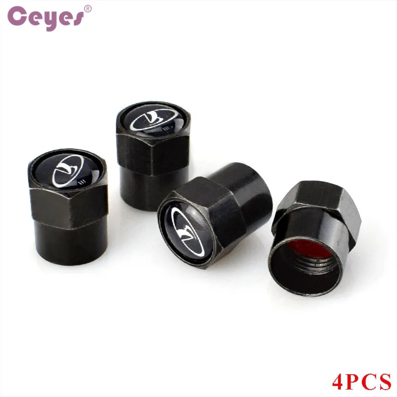 Ceyes Tire Valves Case For Lada Vesta Niva Kalina Priora Granta Largus Vaz Samara 2110 Auto Emblems Car Sticker Accessories 4pcs - Название цвета: Style2 Black-B