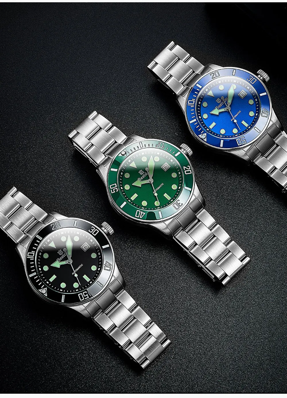 Bestdon Luxury Green Water Ghost Mechanical Watch Men Automatic Brand Replica Sports Man Watches Relogio Masculino New