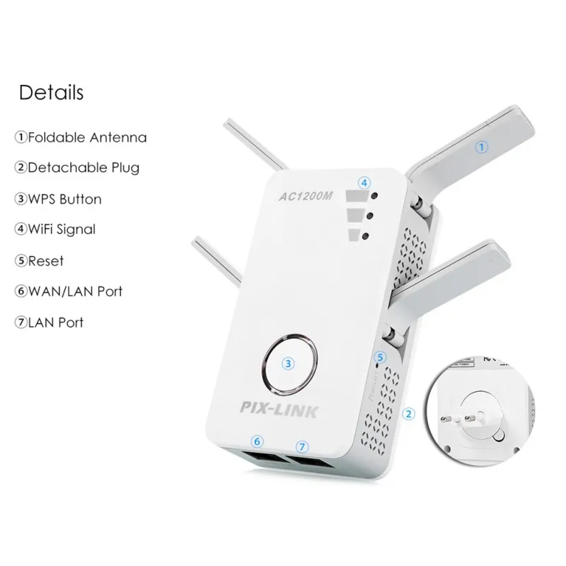 2,4G/5G WiFi повторитель двухдиапазонный усилитель сигнала 1200 Мбит/с беспроводной AC расширитель маршрутизатор усилитель с 4 антеннами с высоким коэффициентом усиления