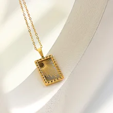 

Gold Filled Sun Square Rectangle Pendant Necklace for Women, Stainless Steel Sun Necklace Anti Tarnish Jewelry