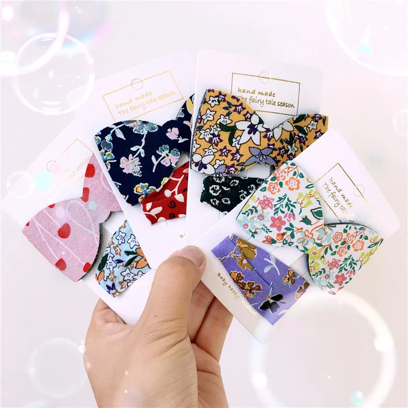 

Korean Japan Fabric Print Floral Leopard Cute Children Girl Kids BB Hairpins Hair clips Head wear Sets Hair Accessories-SWC5-W2