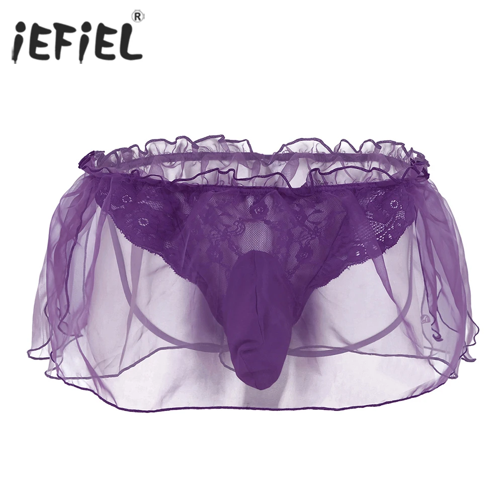 Сексуальное мужское нижнее белье iEFiEL для геев трусы кружевные Трусы стринги из