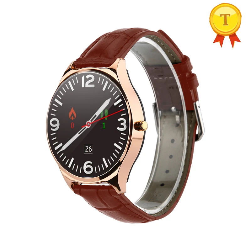 gold leather Смарт-часы с Bluetooth для прослушивания музыки, большой калькулятор памяти, черный экран, запись голоса, смарт-браслет, наручные часы для мужчин и женщин - Цвет: gold leather
