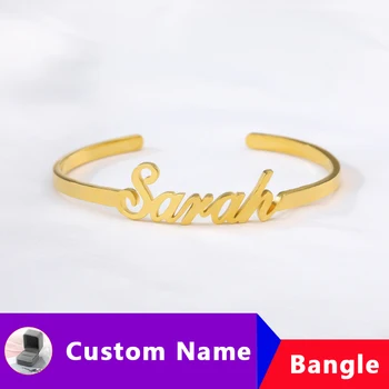 

Stainless Steel Custom Bracelet For Women Pulseras Mujer Personalized Name Bracelet Bangle Customized Charm Bracelets Armband