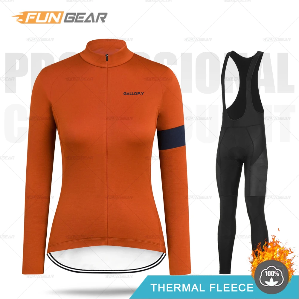 Bib Cycling Set 1 Зимняя женская одежда, комплект из Джерси с длинным рукавом, Hembra, Теплая Флисовая одежда, Модный женский комбинезон для шоссейного велосипеда - Цвет: Bib Cycling Set 1