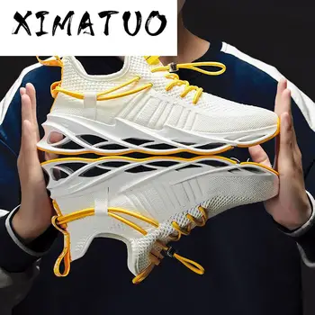 

Men Vulcanized Shoes Tenis Feminino Mesh Casual Shoes Lace-up Men Sneakers Ultralight Breathable Running Sneakers 6852