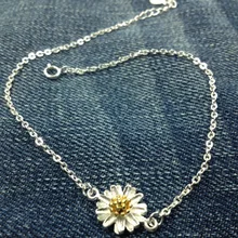 S925 прекрасный серебряный маленький ромашка ножной браслет в японском и корейском стиле популярный орнамент Подсолнух серии ювелирных изделий от подарка смешанная партия