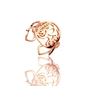 

AILIN Circle Monogram Ring Rose Gold Color Customized Cut 3 Monogrammed Initials In Circle With Heart Style Rings