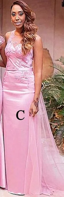 C Style Mrs win, платья подружек невесты, богемное, розовое, элегантное, Vestido Madrinha HR340, с аппликацией, с бусинами, Русалка, длинные, свадебные, вечерние платья - Цвет: C Style