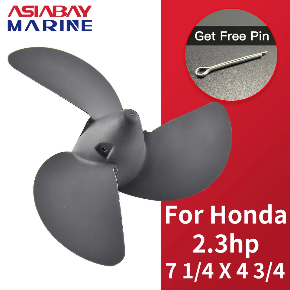 Replacement Propeller For Honda BF2 / BF2.3 Outboard Engine - 7 1/4" X 4 3/4" 3-Blade (Gray)