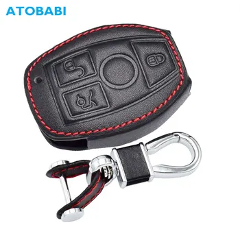 

Leather Car Key Case For Mercedes Benz W203 W204 W211 CLK C180 E200 AMG C E S Class Remote Keychain Holder Cover Auto Accessory