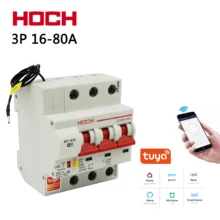 HOCH Wi-Fi автоматический выключатель заводской пульт дистанционного управления 3P Tuya Интеллектуальный автоматический переключатель защиты от перегрузки и короткого замыкания