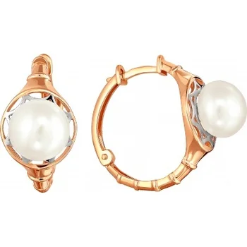 

Примаэксклюзив earrings with 2 pearls in red gold