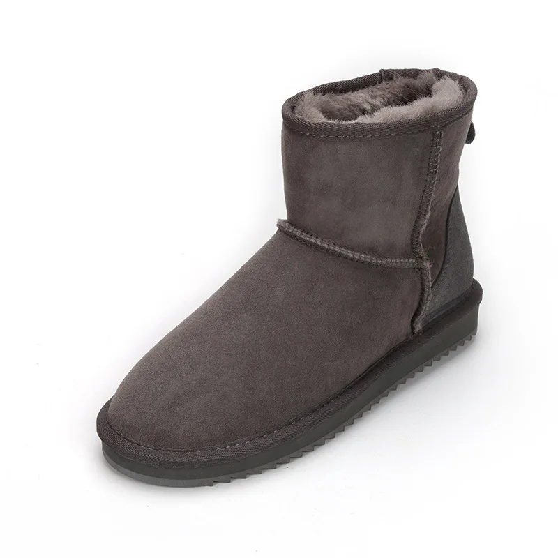 Мужские зимние ботинки; классические модные ботильоны; теплые мужские ботинки на натуральном меху; зимняя теплая шерстяная обувь из натуральной овечьей кожи - Цвет: Grey