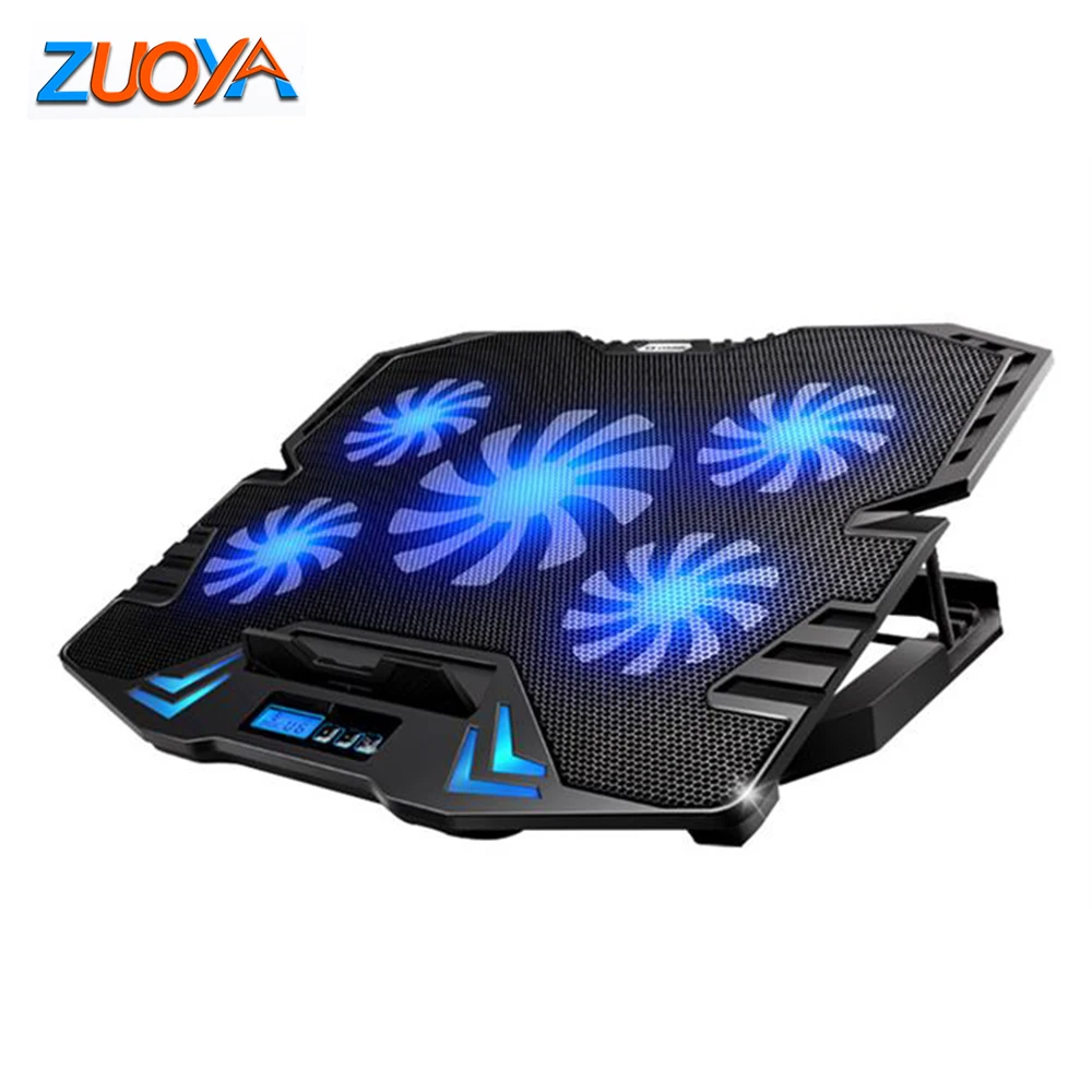 Gaming Laptop Cooler Notebook Cooling Pad 5 Silent Led Fans Powerful Air Flow Portable Adjustable Laptop Stand Usb Interface Laptop Cooling Pads - AliExpress