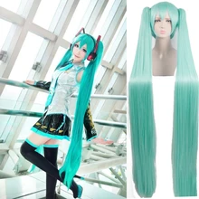 AILIADE высокое температура Синтетический Косплей парик Хацунэ Мику играть парики вечерние Аниме игры волосы Аквамарин двойные хвосты парик