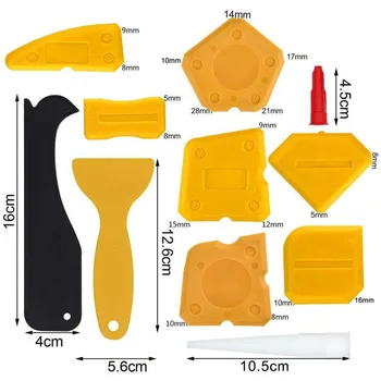 

17pcs/Set Silicone Sealant Spreader Spatula Scraper Cement Caulk Removal Tool Plastic+Silicone Sealant Remove Tools Kit