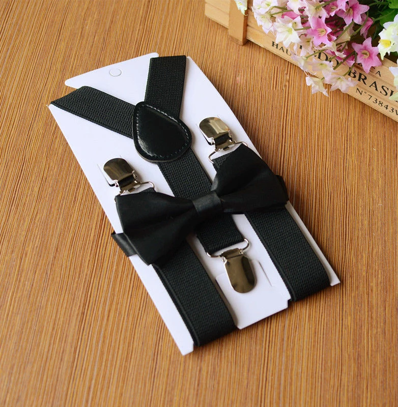 Комплект унисекс с подтяжками и галстуком-бабочкой; регулируемые подтяжки; Y-back для маленьких мальчиков и девочек