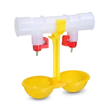 

Promotion! 10 Pcs Chicken Drinking Fountain Double Hanging Cup Ball Nipple Drinkers 25Cm Chicken Equipment Quail Feeders