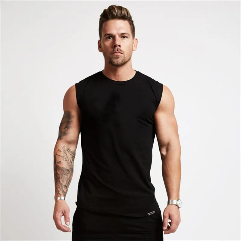 

2021 Gym Workout Sleeveless Shirt sports Tank Top Men Bodybuilding Fitness Clothing cotton T-shirt Men Running Vest
