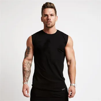 T-shirt sans manches en coton pour homme, haut de sport, de musculation, de Fitness, de course, 2021 1