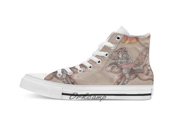 

Squirrel in Shining Armor with trusted Bunny Steed Custom Casual High Top lace-up Canvas shoes sneakers Drop shipping