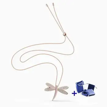 

High Quality Original SWA Necklace with Original Engraved ETERNAL FLOWER Dragonfly NECKLACE Wedding Party Jewelry Free Shipping