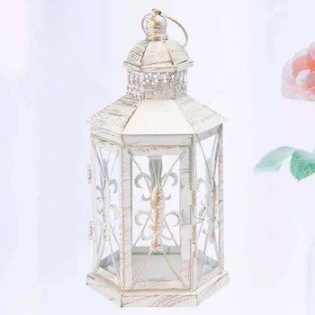 

1PC Iron Art Candlestick Creative Candle Holder Morocco Style Candle Stand Tabletop Ornament Adornment for Home Party (White)