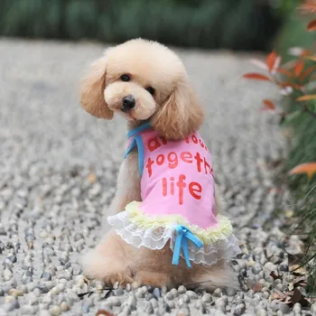 

Spring Summer Leisure Styles Pet Dog Clothing Stylish Breathable Monogram Short Skirt Vest Dress Teddy Bichon Small Dog Clothing