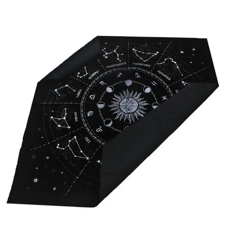 12 Constellations Tarots Card Tablecloth Velvet Divination Altar Cloth Board Game Fortune Astrology Oracle Card Pad G99D