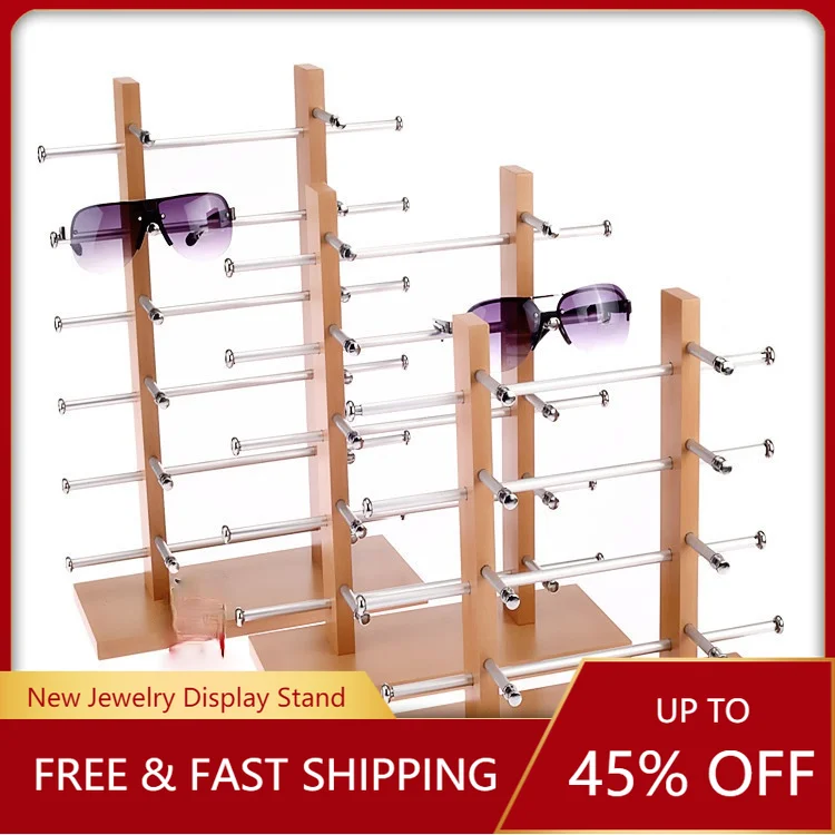 Double Row Wooden Sunglass Display Shelf Show Case Racks Sunglasses Show Stand полка dell equipment shelf for 24u 42u racks 770 bbiv