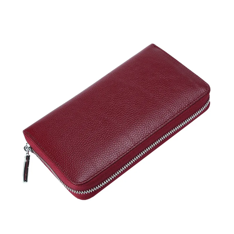 Wine Red Женский RFID Блокировка 36 держатель кредитной карты кожаные кошельки для женщин большой емкости молния вокруг Клатч женский удлиненный кошелек - Цвет: Wine Red