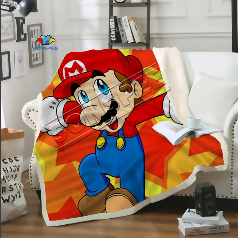 Mario Bros диван в стиле аниме, молодежное постельное белье с рисунком, набивное одеяло, покрывало для мальчиков и девочек, одеяло для путешествий, диван, одеяло Mario