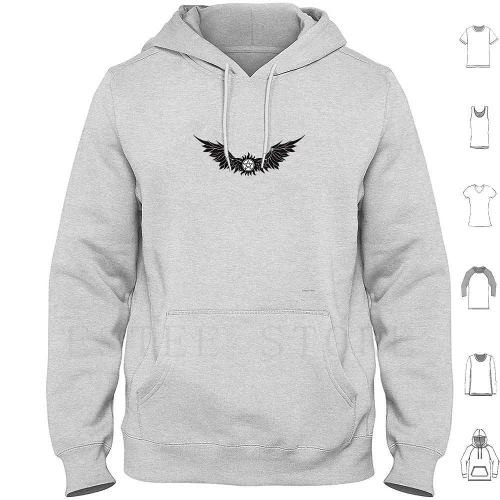 Supernatural Winged Anti Posement Felpe Manica Lunga Supernatural Natural Super Wing Winged Angel Anti