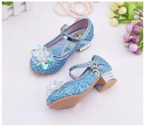 Disney new Elsa Shoes For Girls Cartoon Leather Children Shoes