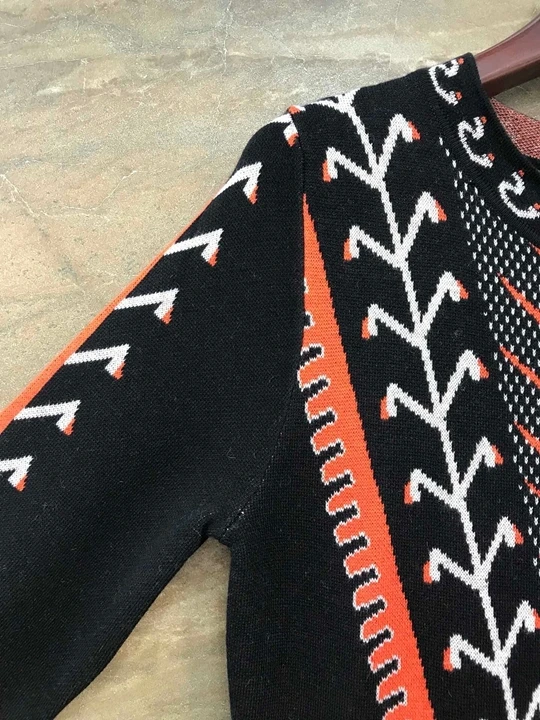 autumn early new female round neck tooth pattern color matching woven pleated A word long sleeve dress 831