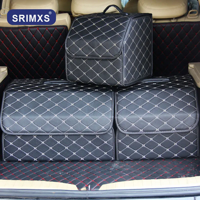 Car Trunk Organizer Multipurpose PU Leather Folding Car Trunk Storage Box Bags Stowing Tidying  For Car SUV