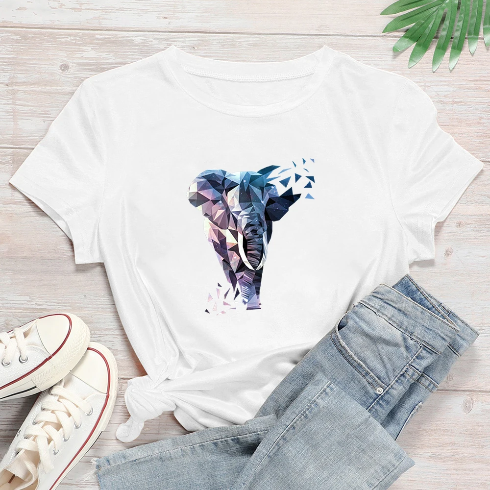 

Trendy Refreshing 2020 Aesthetic New T Shirt Women Breathable Oversize T-shirt Elephant Made Of Crystals Graphic Print T Shirt
