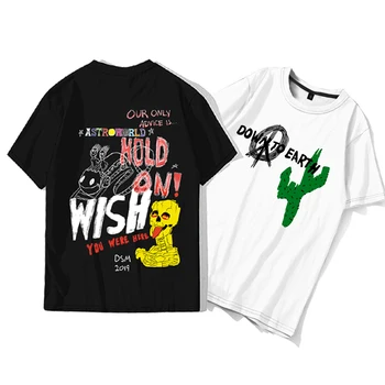 

New ASTROWORLD TRAVIS SCOTT T-shirt men and women Stroke My Flaming cactus off white summer T-shirt Harajuku ASTROWORLD T-shirt