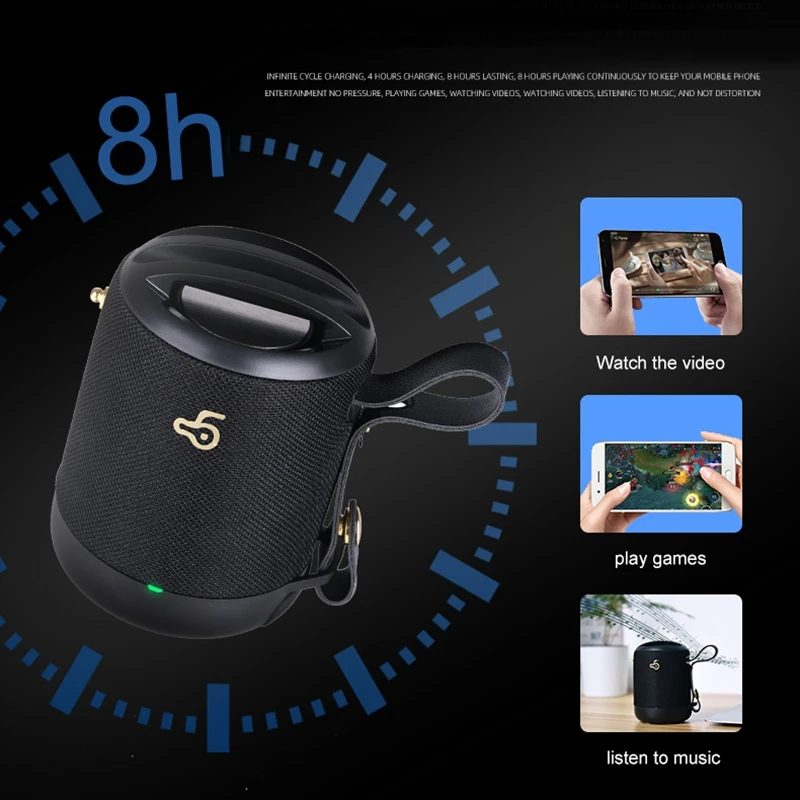 Беспроводной динамик Bluetooth 5,0 сабвуфер Портативный громкий динамик Саундбар звук стерео Открытый Поддержка Tf карта