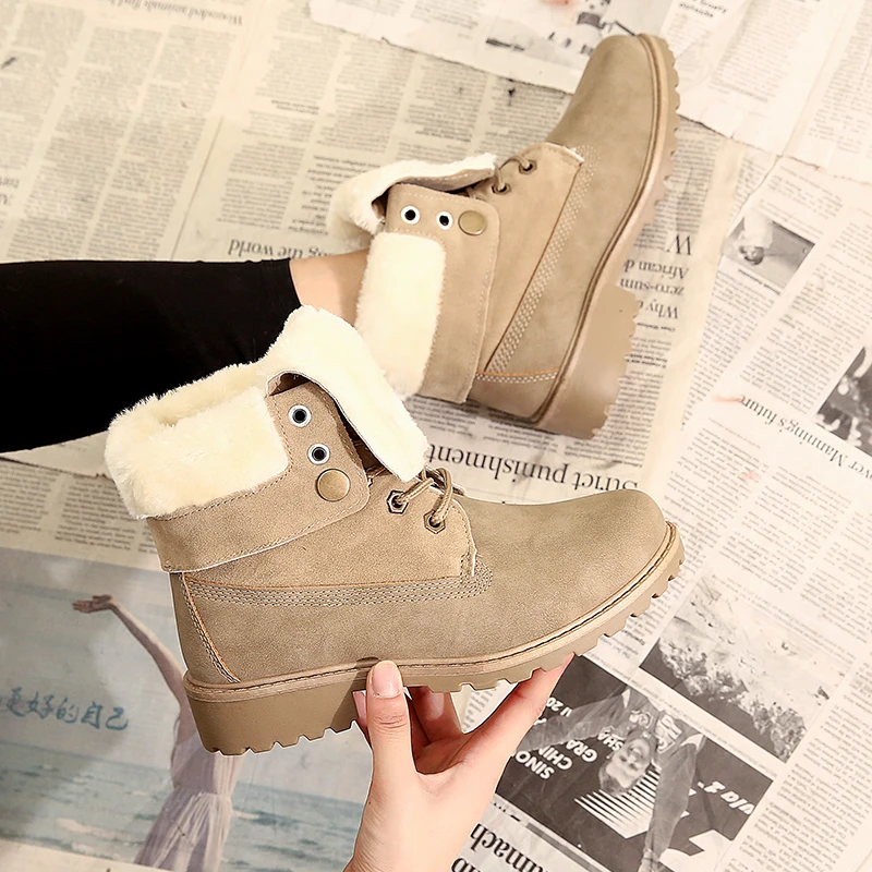 

BIMUDUIYU Fashion Women Winter Mid Calf Boots Plush fur Warm Women's Snow Boots Round Toe Casual Plus Size Female Winter Shoes