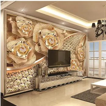 

Mural Custom Retail 3D wallpaper Home Décor Best Diamond Flower Jewelry TV Interior Wall Decoration large Mural
