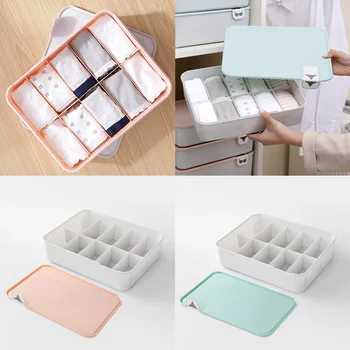 

Behogar 10-Grids Underwear Storage Box Home Wardrobe Drawer Closet Organizer Case Container with Lid for Underpants Panties