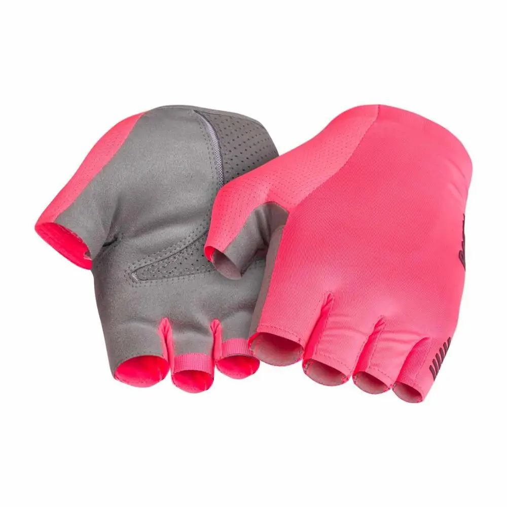 Новинка, профессиональные командные велосипедные перчатки, Элитная производительность, велосипедные перчатки для шоссейных гонок, высокие розовые и черные перчатки с полупальцами - Цвет: Розовый