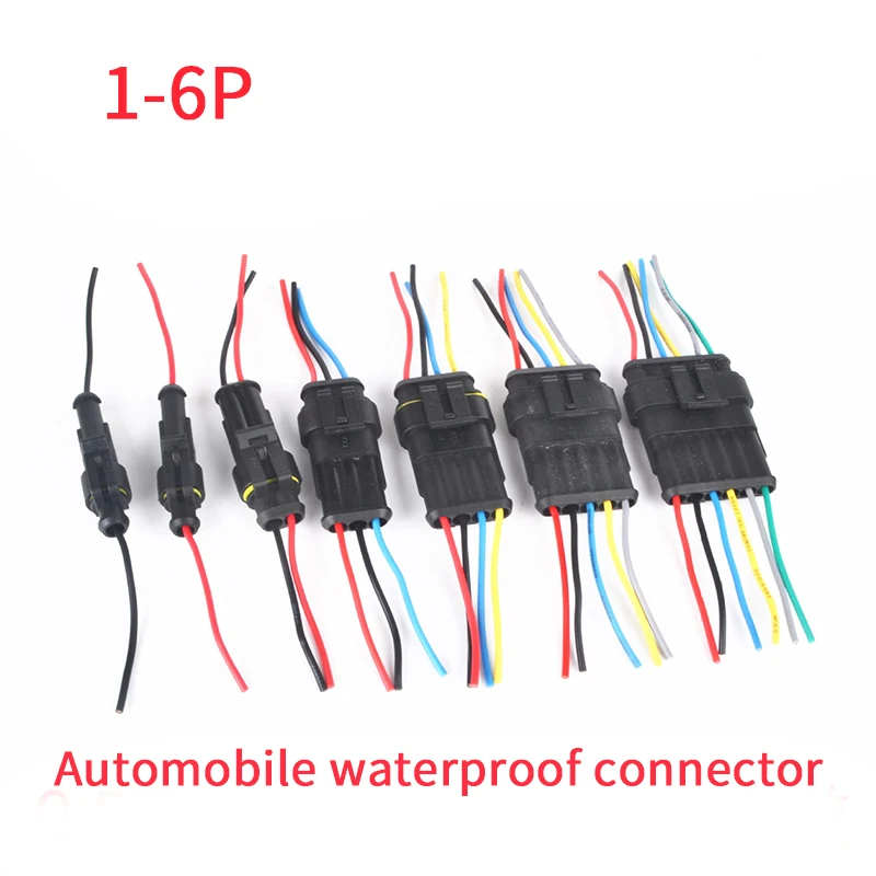 

1set AMP 1P 2P 3P 4P 5P 6P way electric connector waterproof female male connector with wiring for motor car led female conector
