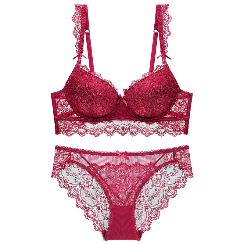 A set Кружевной бюстгальтер, трусы, набор для женщин, пуш-ап, нижнее белье, сексуальный бюстгальтер, прозрачные трусики, бюстгальтер без косточек, женское нижнее белье, нижнее белье# F - Цвет: A set