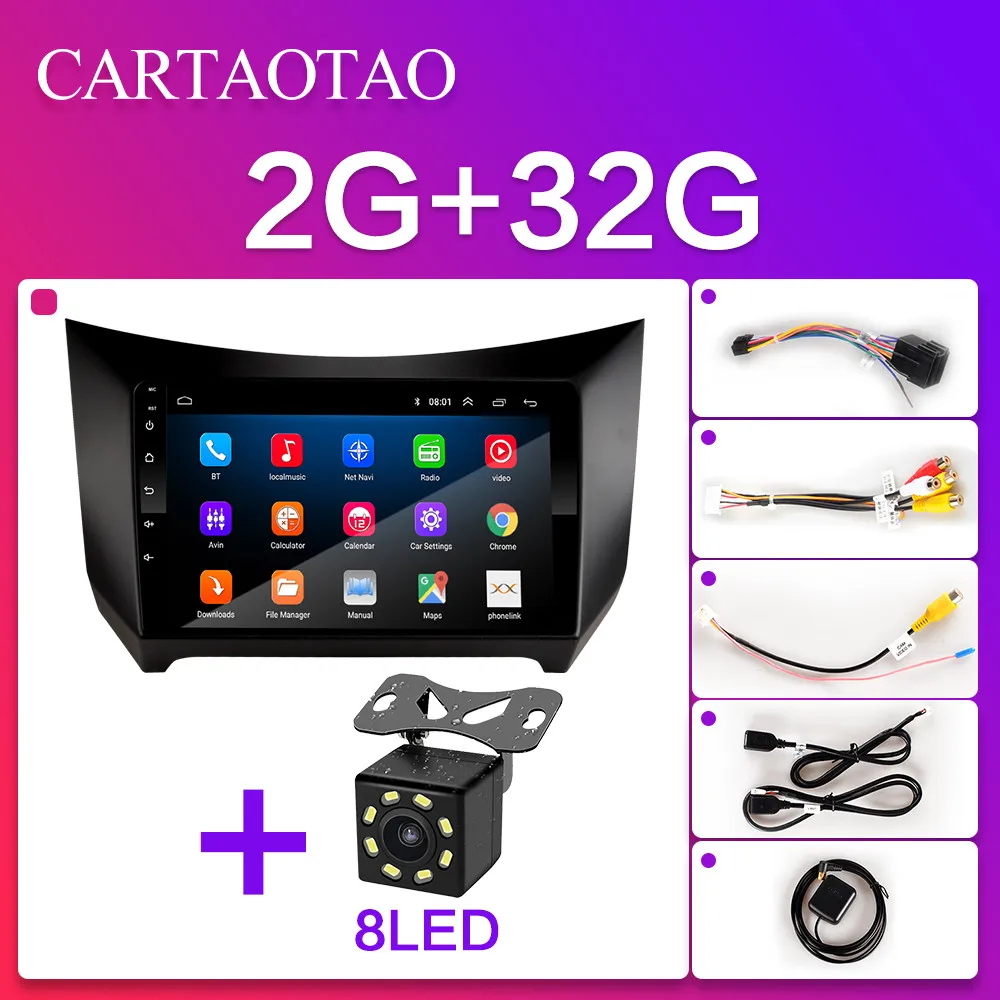 2 DIN Android 8,1 GO " 2.5D HD Автомобильный Радио gps навигации Bluetooth проигрыватель авто радио мультимедиа плеер для Lifan 320 2009-2012 - Цвет: H-320-ZS-2G-8LED